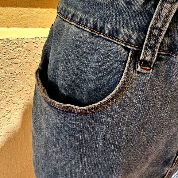 1990's Vintage Vibe Denim Button Down Double Pocket Trucker Blue Dress Size 14 - Picture 8 of 15